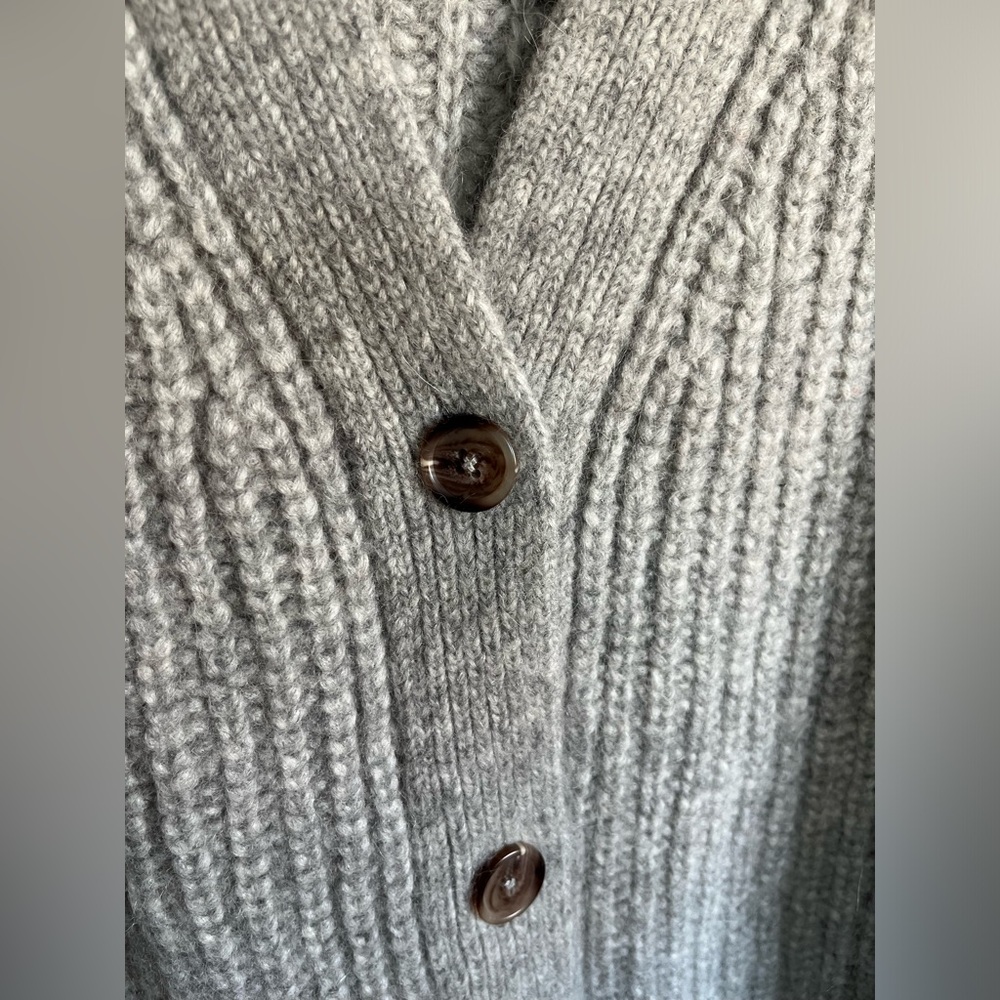 Jenni Kayne Gray Chunky Rib Knit Button-Up Cardigan - Picture 2 of 6